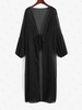 Robe Mi-Longue Nouée en Avant à Manches Lanternes Taille unique Noir