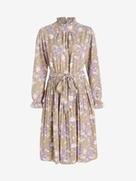 Robe Mi-Longue Plissée Ceinturée Fleurie à Manches Longues M