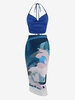 Robe Mi-longue Plissée et Haut à Taille Haute Taille unique Bleu