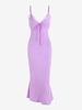 Robe Mi-Longue Sirène Bustier Ourlet en Dentelle à Bretelle à Col Noué S Pourpre