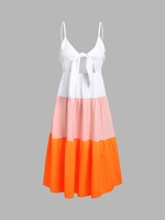 Robe Mi-longue Smockée à Nœud Papillon S Multi a