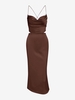 Robe Mi-Longue Soyeuse Nouée en Avant Ouverte Au Dos L Café