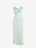 Robe Mi-Longue Soyeuse Nouée en Avant Ouverte Au Dos S Vert clair