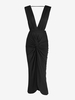 Robe Mi-Longue Tordue à Fente Haute sans Dos S Noir