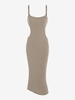 Robe Mi-longue Tricotée à Taille Découpée S Café lumière
