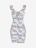 Robe Mini Courte Décontractée Florale à Lacets S