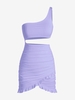 Robe Moulante à Une Épaule Dénudée avec Découpes et à Volants S Violet clair