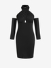 Robe Moulante Croisée à Epaule Dénudée de Grande Taille à Col Halter 2xl Noir