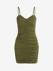 Robe Moulante Côtelée à Bretelle L Vert profond