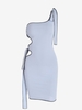 Robe Moulante Côtelée Découpée à Une Épaule Nue S Bleu clair