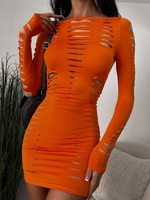 Robe Moulante Déchirée à Dos Nu L Orange
