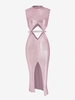 Robe Moulante Découpée Fendue en Avant à Paillette S Rose clair
