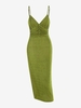Robe Moulante en Jersey Ruché Boutonnée à Bretelles S Vert