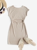 Robe Moulante en Tricot Côtelé à Taille M Café lumière