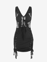 Robe Moulante Fendue à Lacets à Dos Nu L Noir