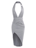 Robe Moulante Fendue Anneau à Volants à Col Halter S Gris clair