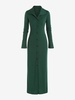 Robe Moulante Fendue Côtelée Boutonnée à Manches Evasées M Vert profond