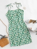 Robe Moulante Florale Nouée Xl Vert