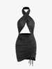 Robe Moulante Froncée avec Découpes et Dos-Nu M Noir