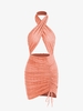 Robe Moulante Froncée avec Découpes et Dos-Nu M Orange clair