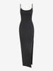 Robe Moulante Mi-longue à Chaîne à Fente Élevée S Noir