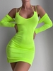 Robe Moulante Néon à Epaule Dénudée en Jersey à Col Halter S Vert