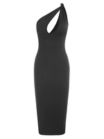 Robe Moulante Nouée Découpée à Une Epaule L Noir