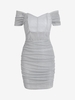 Robe Moulante Plissée à Bretelle Transparente M Argent
