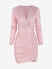 Robe Moulante Plissée Brillante Superposée à Paillettes M Rose léger