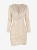 Robe Moulante Plissée Brillante Superposée à Paillettes S Café lumière
