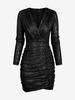 Robe Moulante Plissée Brillante Superposée à Paillettes Xl Noir