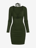 Robe Moulante Plissée Croisée à Col Halter M Vert profond