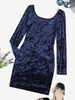 Robe Moulante Plissée en Arrière en Velours S Bleu profond