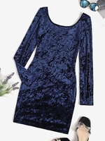 Robe Moulante Plissée en Arrière en Velours S Bleu profond