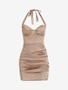 Robe Moulante Plissée sans Dos à Col Halter L Café lumière