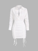 Robe Moulante Plongeante à Goutte Epaule L Blanc