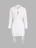 Robe Moulante Plongeante à Goutte Epaule L Blanc
