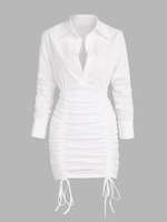 Robe Moulante Plongeante à Goutte Epaule S Blanc
