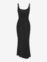 Robe Moulante sans Manches à Dos Nu avec Fourrée S Noir