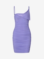 Robe Moulante Superpsoée Superposée en Maille à Volants M Pourpre