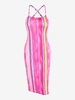Robe Moulante Teintée Rayée Croisée S Rose léger