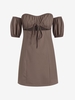 Robe Nouée Découpée à Epaule Dénudée à Manches Bouffantes L Café lumière