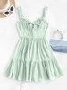 Robe Nouée Ourlet à Volants à Pois L Vert clair