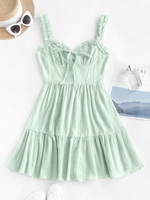 Robe Nouée Ourlet à Volants à Pois L Vert clair