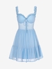 Robe Nouée Ourlet à Volants à Pois M Bleu clair