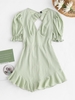 Robe Ouverte Au Dos à Manches Bouffantes à Volants Xs Vert clair