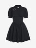 Robe Patineuse avec Boutons et Manches Bouffantes Motif de Papillon Brodé S Noir