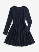 Robe Patineuse Tricotée à Manches Longues M Bleu profond