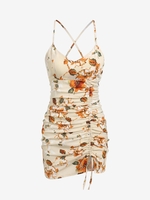 Robe Plissée Croisée à Imprimé Fleur L