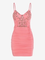 Robe Plissée Florale Brodée à Armature S Rose clair